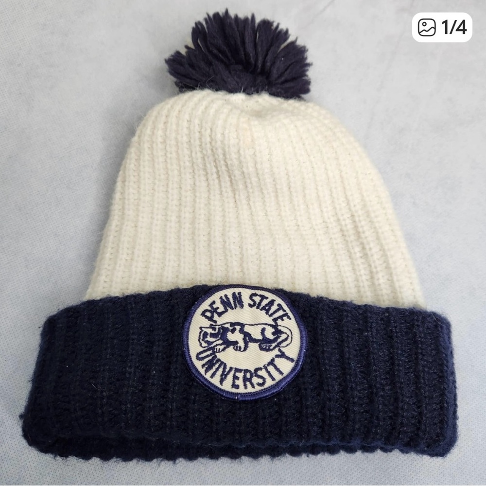 Vintage Penn State Nittany Lions Patch Beanie Winter Ski Knit Hat PSU